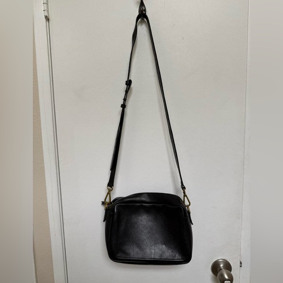 Madewell Black Leather Crossbody Bag with Gold Accents - Picture 2 of 2